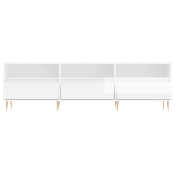 Mueble de TV madera contrachapada blanco brillo 150x30x44.5 cm M 5