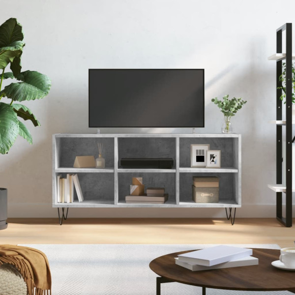 Mueble de TV madera de ingeniería gris hormigón 103.5x30x50 cm D