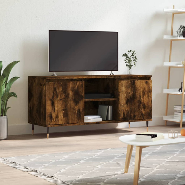 Mueble de TV madera de ingeniería roble ahumado 104x35x50 cm D