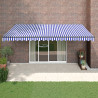 Toldo retráctil aluminio y tela azul y blanco 5x3 m 1