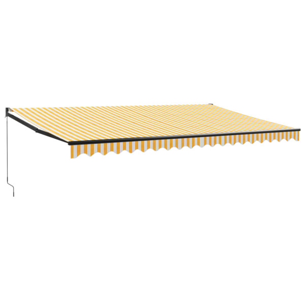 Toldo retrátil 5x3 m tecido e alumínio amarelo e branco M 2