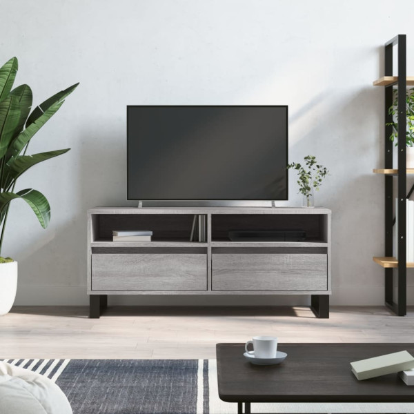 Mueble de TV madera contrachapada gris Sonoma 100x34.5x44.5 cm D