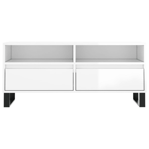 Mueble de TV madera contrachapada blanco brillo 100x34.5x44.5cm M 5
