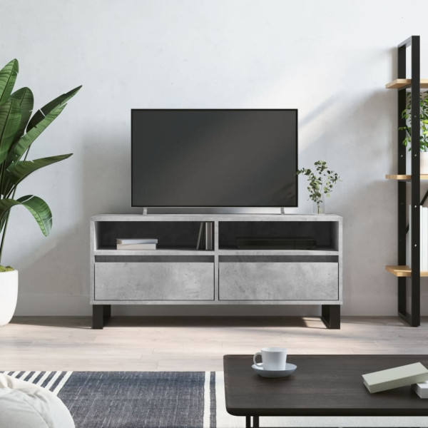 Mueble de TV madera contrachapada gris hormigón 100x34.5x44.5cm D