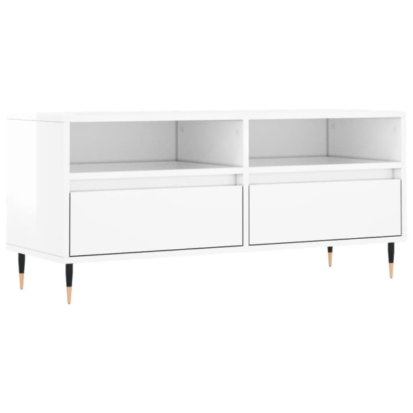 Mueble de TV madera contrachapada blanco brillo 100x34.5x44.5cm M 2