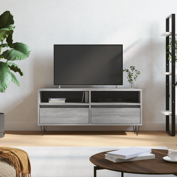 Mueble de TV madera contrachapada gris Sonoma 100x34.5x44.5 cm D