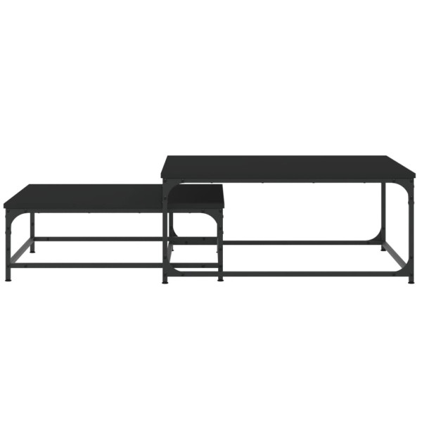 Mesas de centro de encastrar 2 pcs derivados de madeira preto M 4