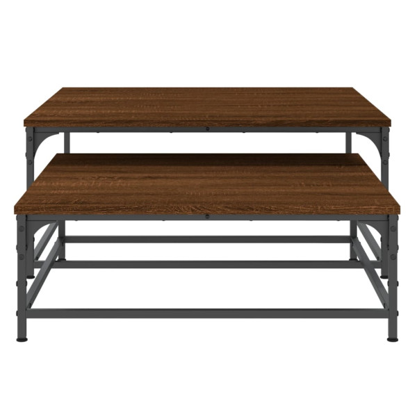 Mesas de centro apilables 2 pzas madera ingeniería roble marrón M 5