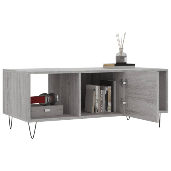 Mesa de centro madera contrachapada gris Sonoma 102x50x40 cm M 4