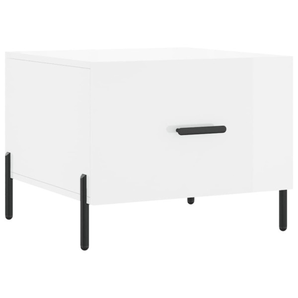 Mesa de centro madera de ingeniería brillo blanco 50x50x40 cm M 2