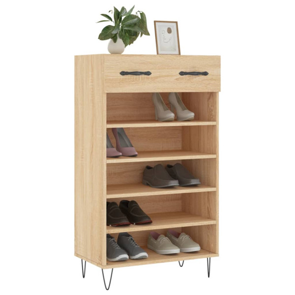 Zapatero madera de ingeniería roble Sonoma 60x35x105 cm M 3