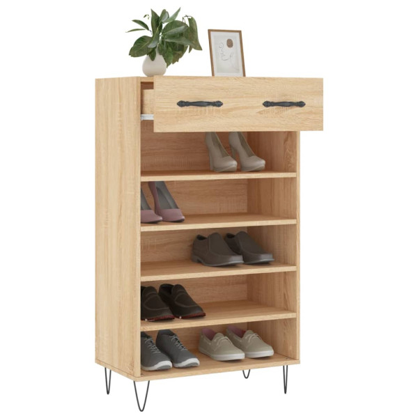 Zapatero madera de ingeniería roble Sonoma 60x35x105 cm M 4