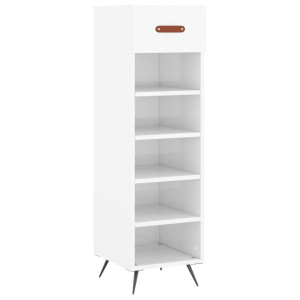 Mueble zapatero madera contrachapada blanco brillo 30x35x105 cm H