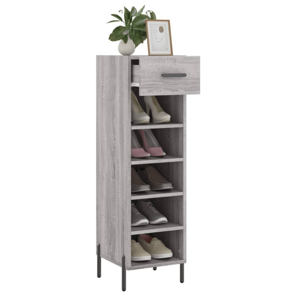 Zapatero madera de ingeniería gris Sonoma 30x35x105 cm M 4