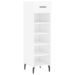 Mueble zapatero madera contrachapada blanco brillo 30x35x105 cm H