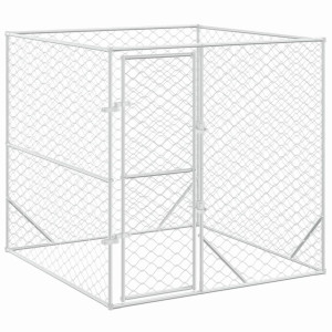 Perrera de exterior acero galvanizado plateado 2x2x2 m H