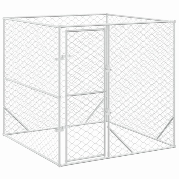 Canil de exterior 2x2x2 m aço galvanizado prateado M 2