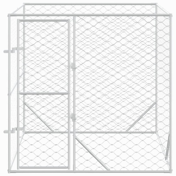 Canil de exterior 2x2x2 m aço galvanizado prateado M 3
