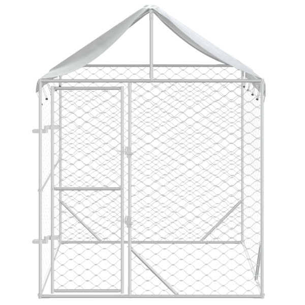 Perrera de exterior con toldo acero galvanizado plata 2x2x2.5 m M 3
