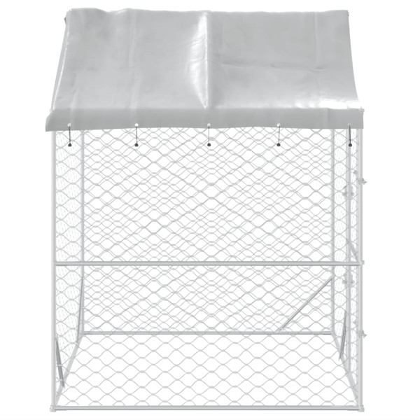 Perrera de exterior con toldo acero galvanizado plata 2x2x2.5 m M 4