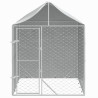Canil de exterior com teto 2x2x2.5m aço galvanizado prateado 3
