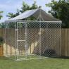 Perrera exterior con toldo acero galvanizado plata 3x1.5x2.5 m 1