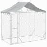 Canil de exterior com teto 3x1.5x2.5 m aço galvanizado prateado 2
