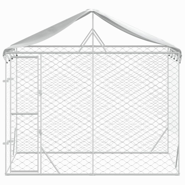 Perrera exterior con toldo acero galvanizado plata 3x1.5x2.5 m M 3