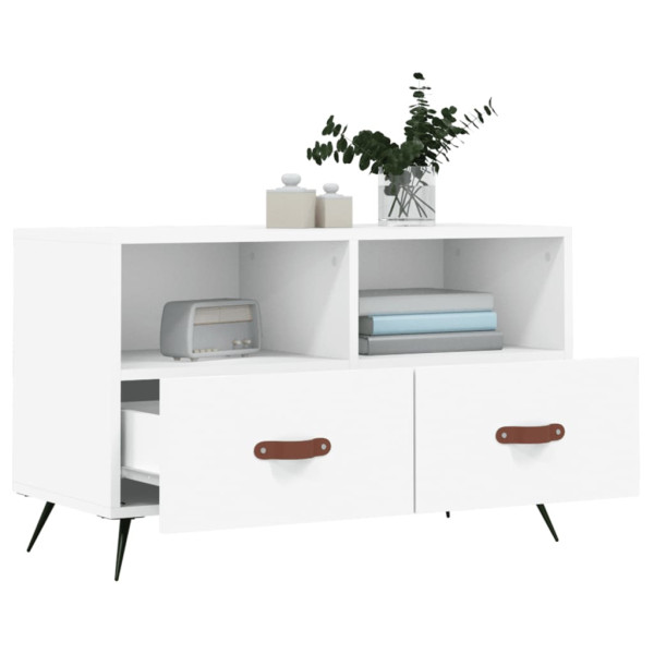 Mueble para TV madera contrachapada blanco 80x36x50 cm M 4