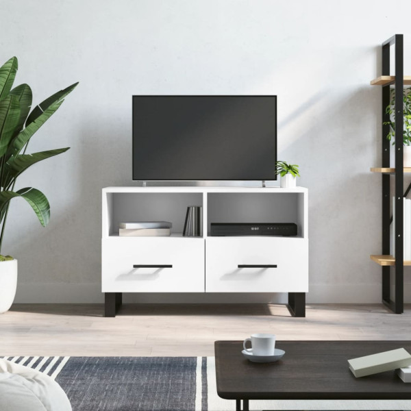 Mueble para TV madera contrachapada blanco 80x36x50 cm D
