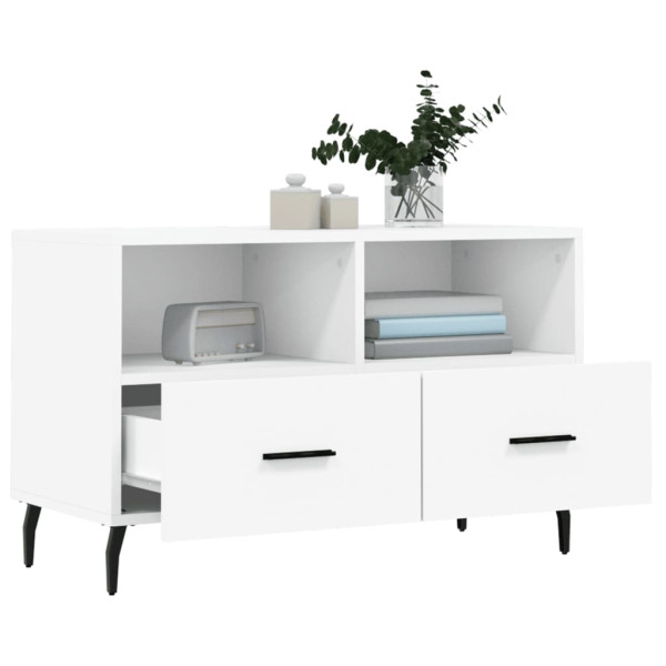 Mueble para TV madera contrachapada blanco 80x36x50 cm M 4