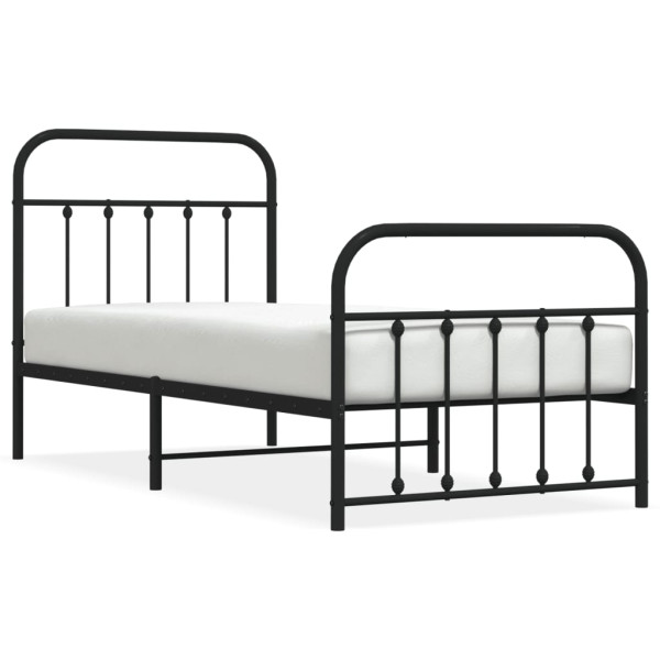 Estructura de cama con cabecero y estribo metal negro 90x190 cm M 2