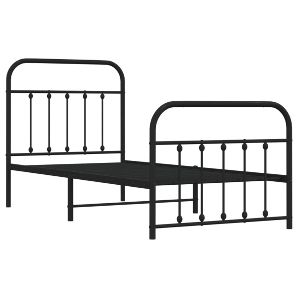 Estructura de cama con cabecero y estribo metal negro 90x190 cm M 5