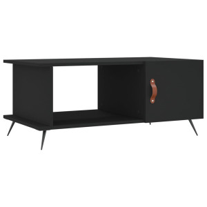 Mesa de centro madera contrachapada negro 90x50x40 cm H