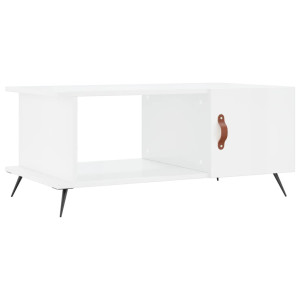 Mesa de centro madera contrachapada blanco brillo 90x50x40 cm H
