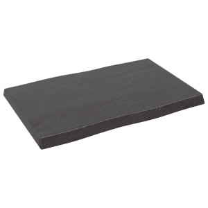 Tablero mesa madera tratada roble borde natural gris 60x40x4 cm H