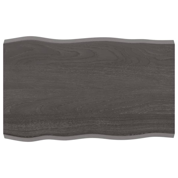 Tablero mesa madera tratada roble borde natural gris 80x50x4 cm D