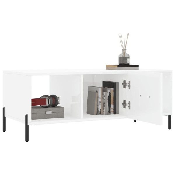 Mesa de centro madera contrachapada blanco brillo 102x50x40 cm M 4