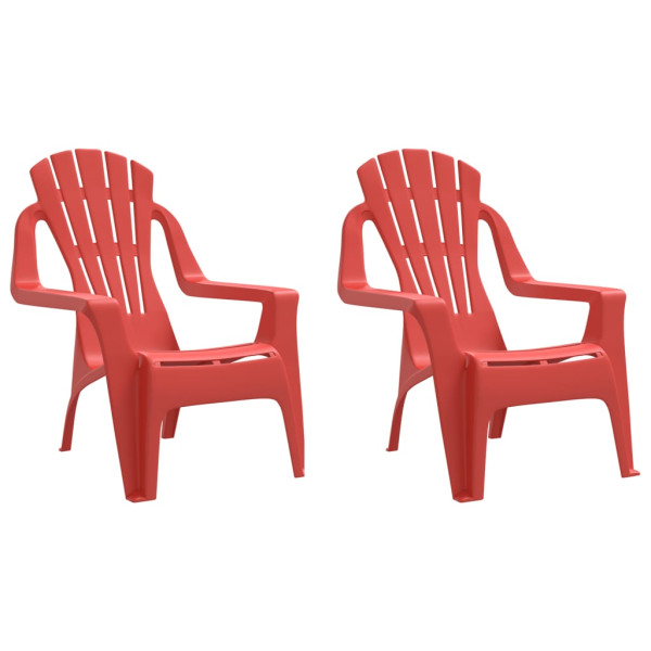 Sillas de jardín niños 2 uds aspecto madera PP rojo 37x34x44 cm M 2