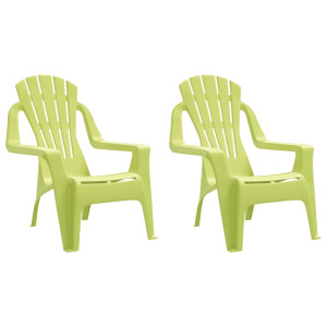 Sillas de jardín niños 2 uds aspecto madera PP verde 37x34x44cm H