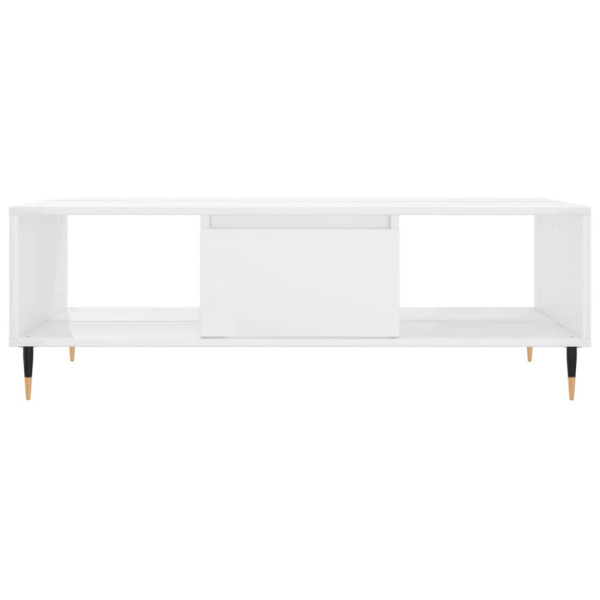 Mesa de centro madera de ingeniería blanco brillo 104x60x35 cm M 5