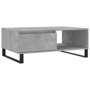 Mesa de centro madera de ingeniería gris hormigón 90x60x35 cm H