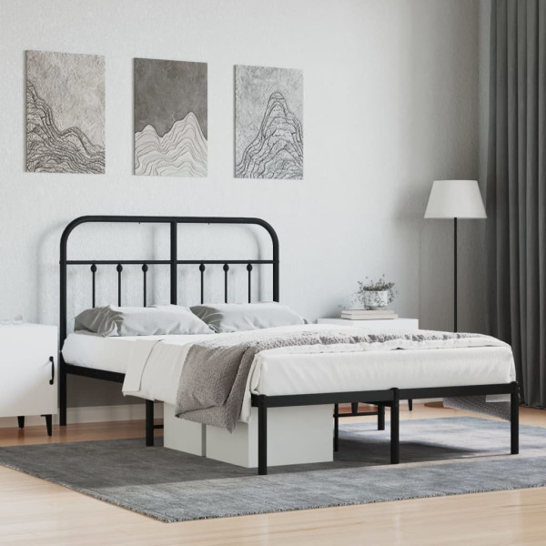 Estructura de cama con cabecero metal negro 120x190 cm D