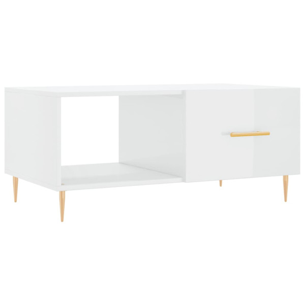 Mesa de centro madera contrachapada blanco brillo 90x50x40 cm M 2