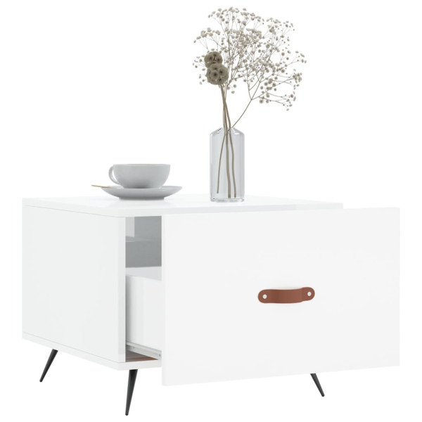 Mesa de centro madera de ingeniería brillo blanco 50x50x40 cm M 4