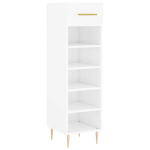 Mueble zapatero madera contrachapada blanco brillo 30x35x105 cm H