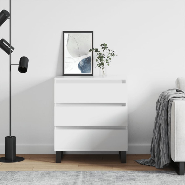 Aparador de madera contrachapada blanco 60x35x70 cm D