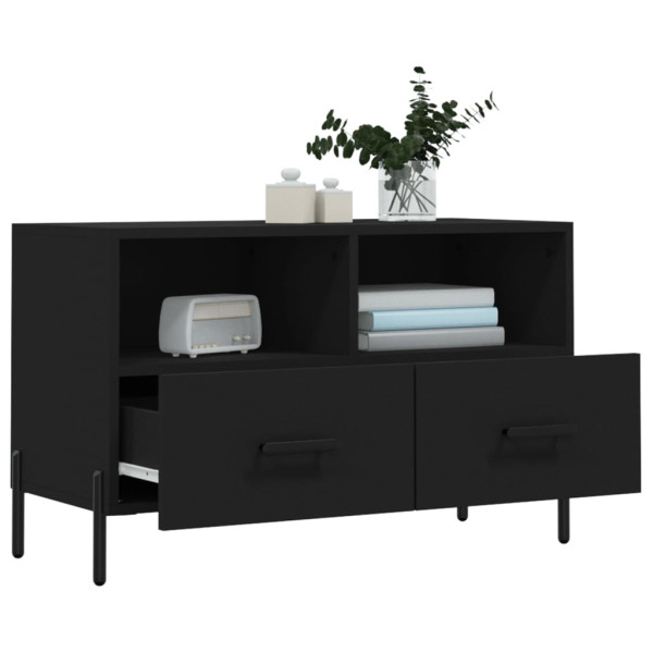 Mueble para TV madera contrachapada negro 80x36x50 cm M 4