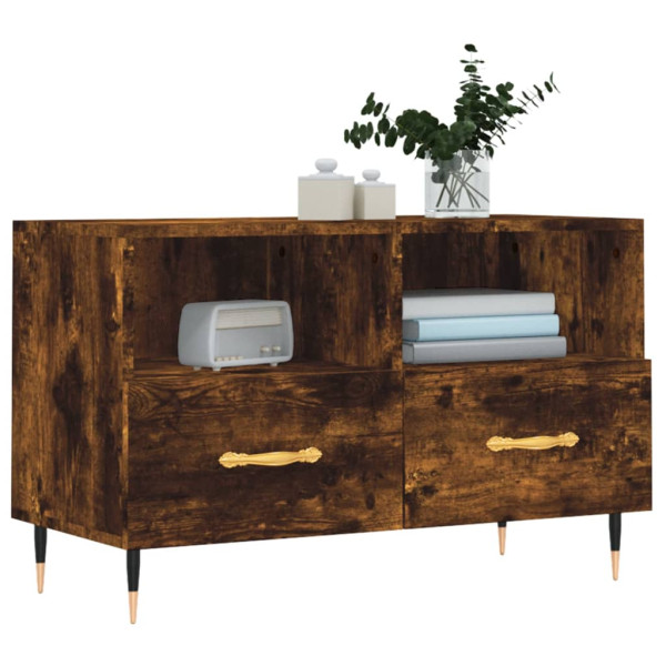 Mueble para TV madera contrachapada roble ahumado 80x36x50 cm M 3