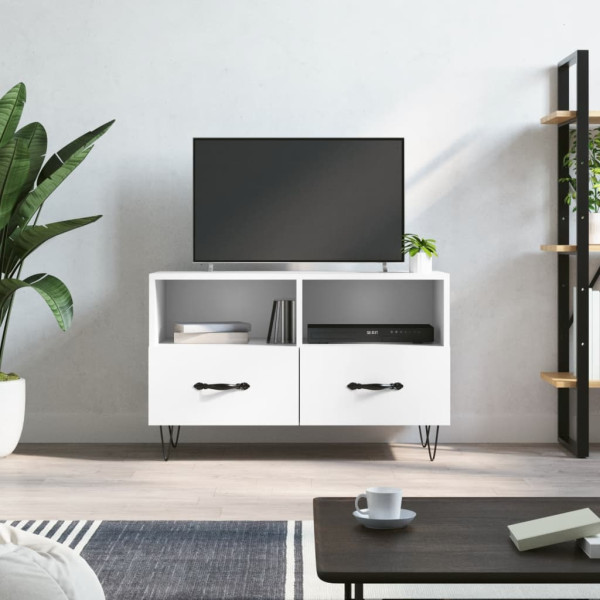 Mueble para TV madera contrachapada blanco 80x36x50 cm D